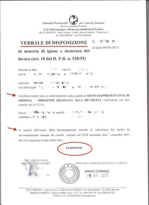 Verbale di Disposizione 