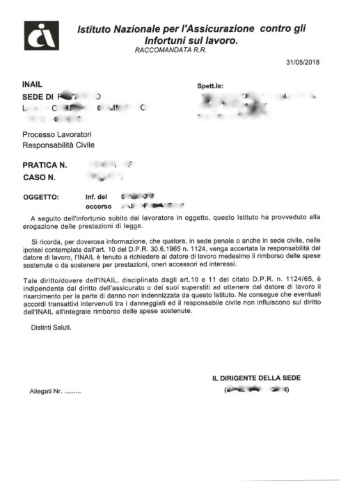 Rivalsa Inail